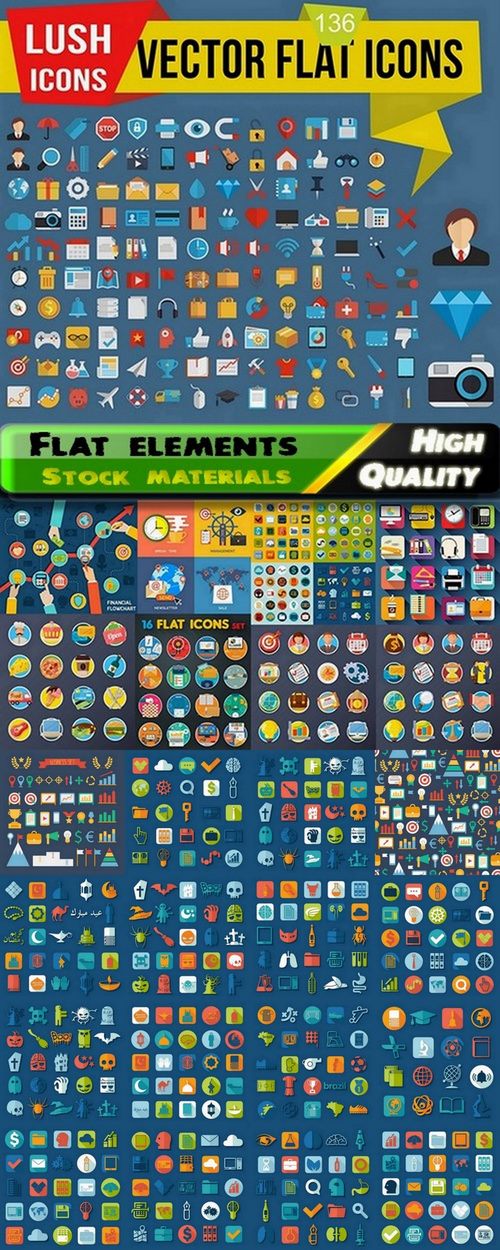 Flat elements and icons in vector from stock - 25 Eps