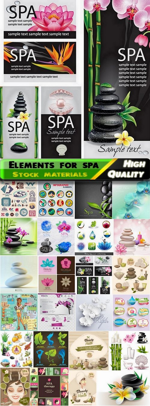 Elements and logos for spa template in vector from stock - 25 Eps
