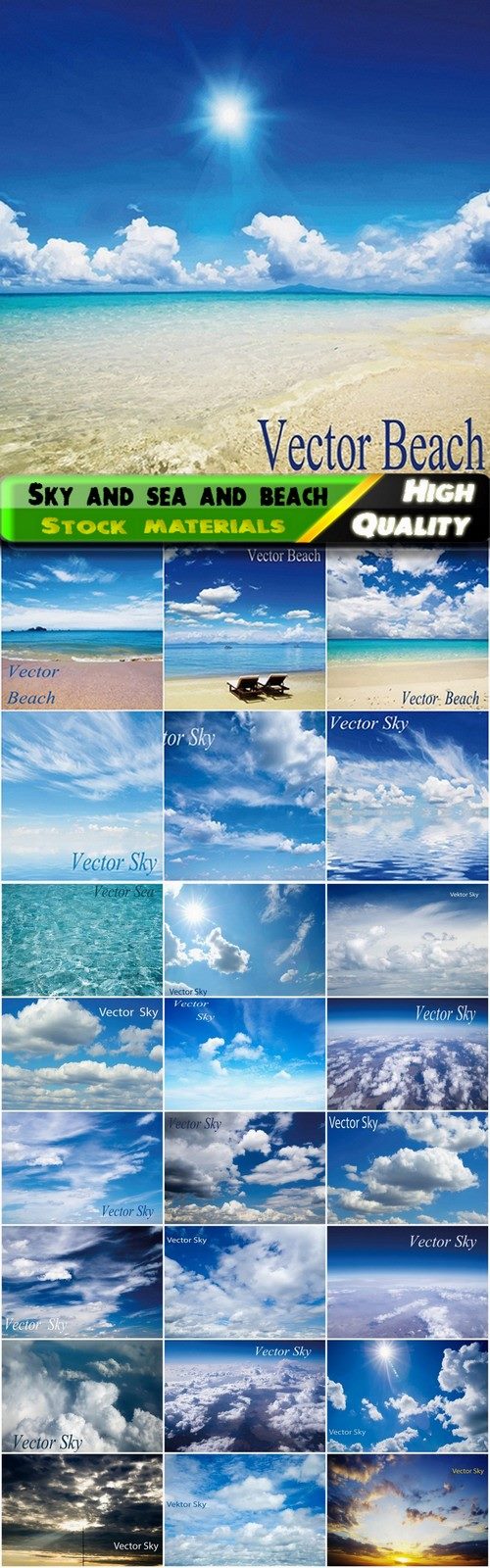 Sky and sea and beach of realistic vector work - 25 Eps