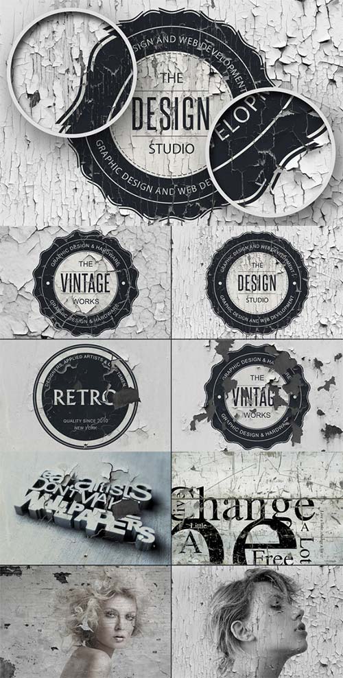 CreativeMarket 10 Vintage Overlay Textures Mock-up