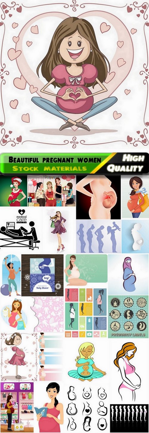 Beautiful pregnant women in vector from stock - 25 Eps