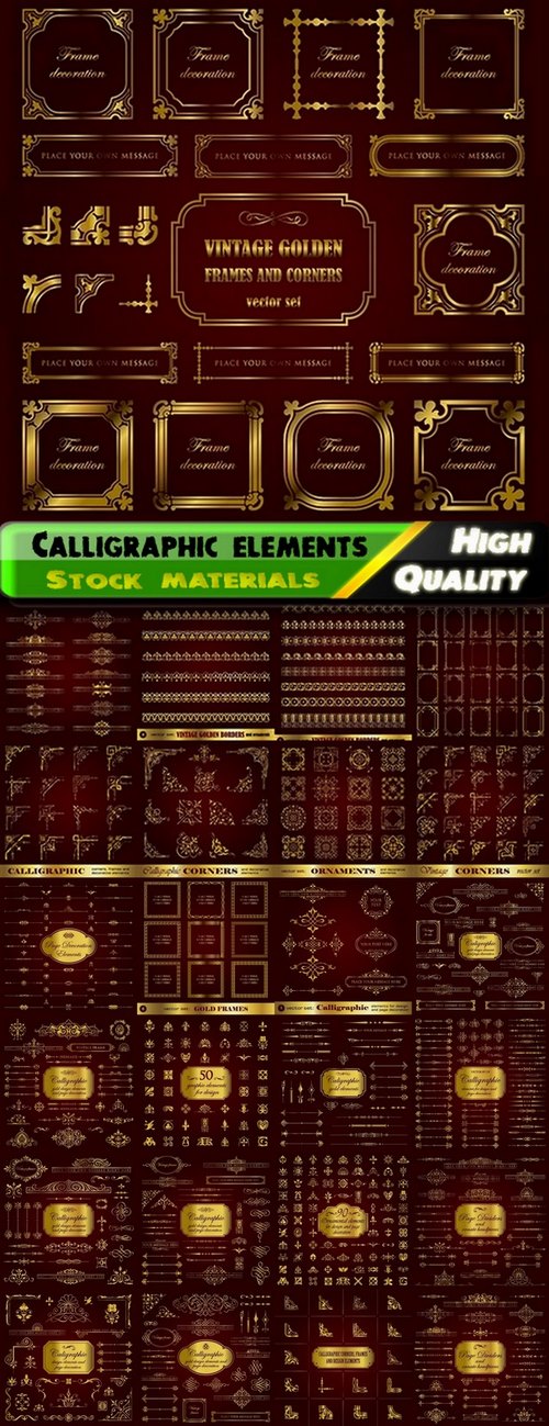 Calligraphic design elements for page decorations #22 - 25 Eps