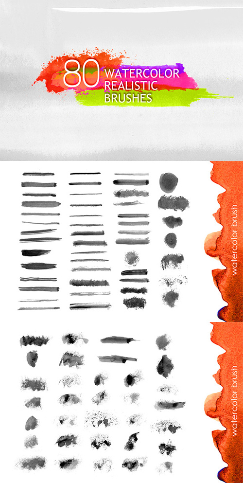 CM - 80 realistic watercolor brushes 174888