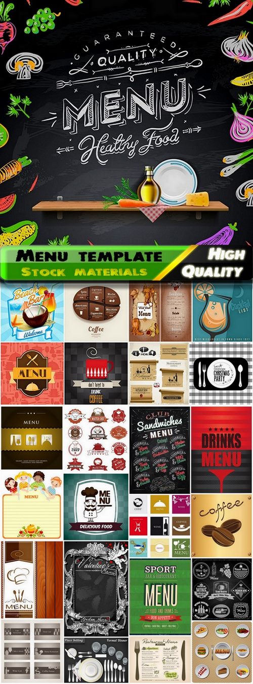 Menu template design elements in vector from stock #12 - 25 Eps