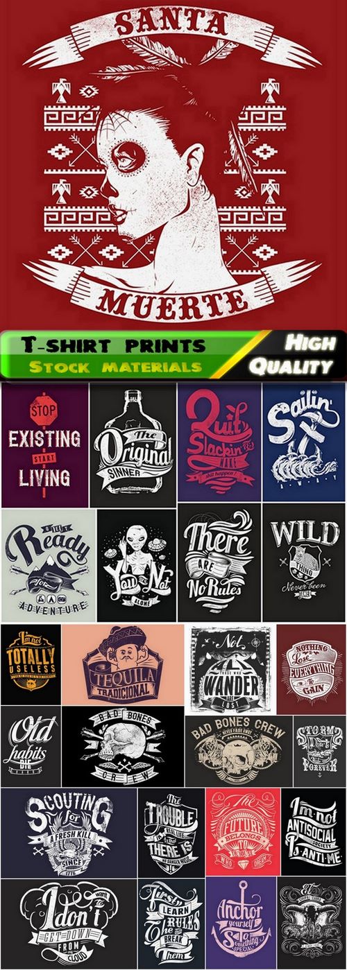 T-shirt prints design in vector from stock #48 - 25 Eps
