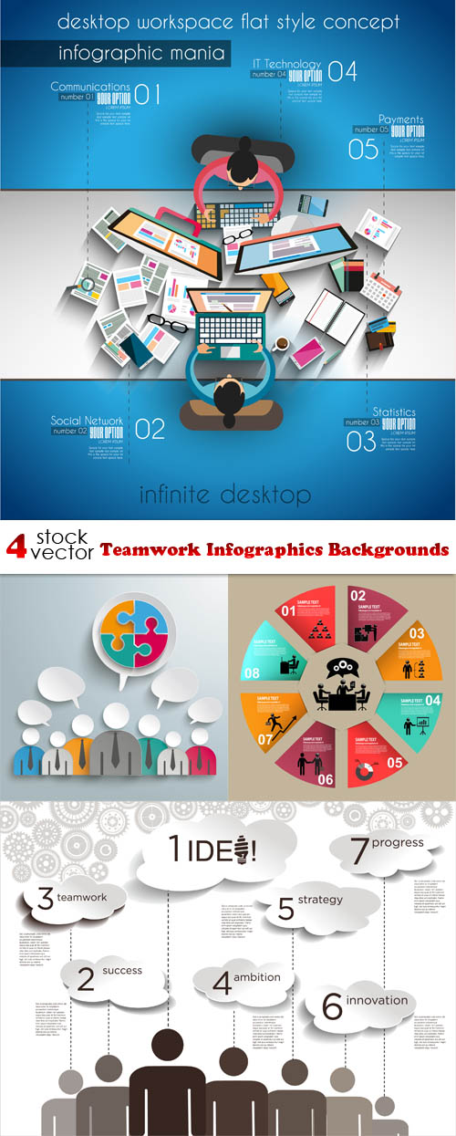 Vectors - Teamwork Infographics Backgrounds 2
