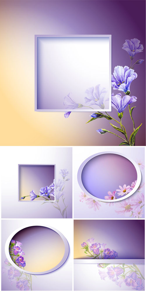 Purple vector background with flowers