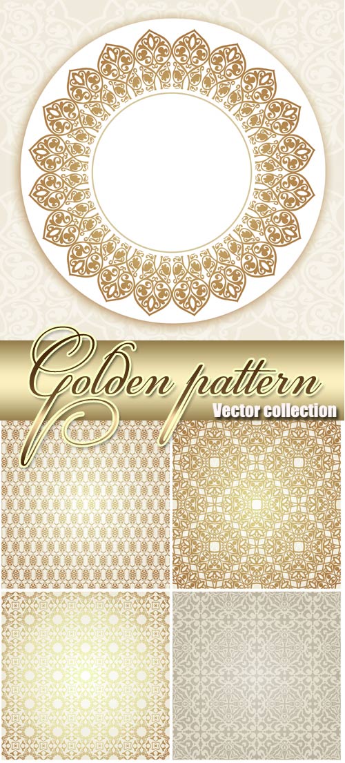 Golden patterns, vintage backgrounds vector #2