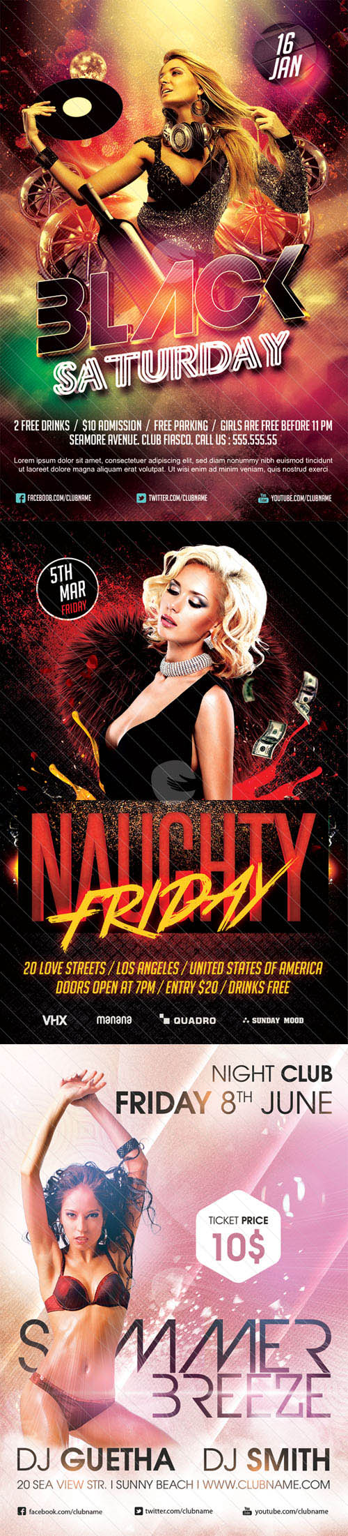 03 Night Club Party Flyer PSD Templates