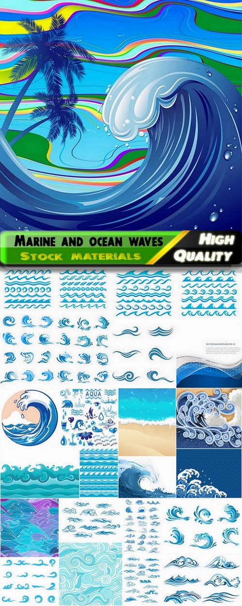 Marine and ocean vector waves - 25 Eps
