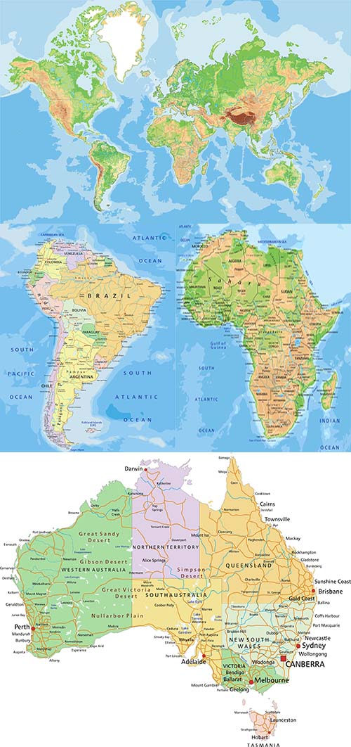 Maps of world and continents and countries 2
