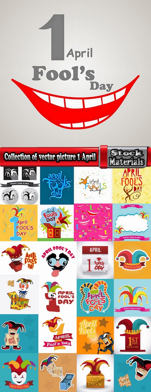 Collection of vector picture 1 April holiday laughter fool 25 Eps