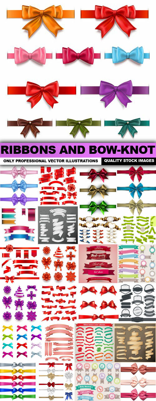 Ribbons And Bow-Knot Vector set 4