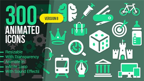 300 Animated Icons - After Effects Project (Videohive)