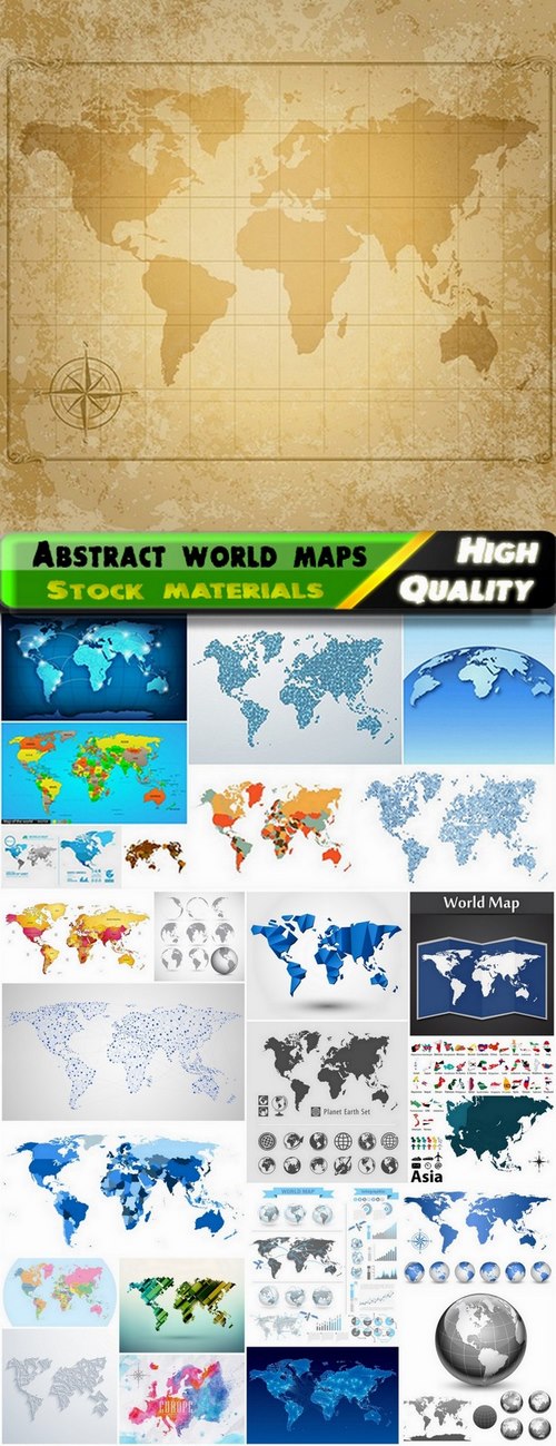 Abstract world maps and globes for business 2