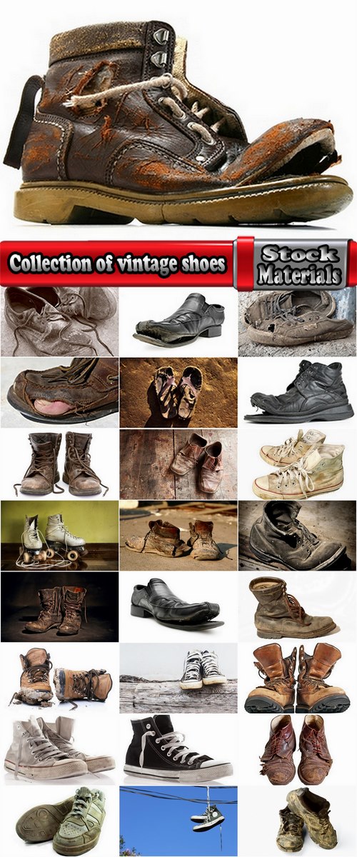 Collection of vintage shoes old torn boots shoes boots shoes sneakers 25 HQ Jpeg