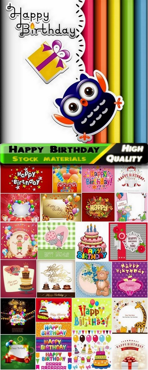 Happy Birthday Template Design in vector from stock #11 - 25 Eps