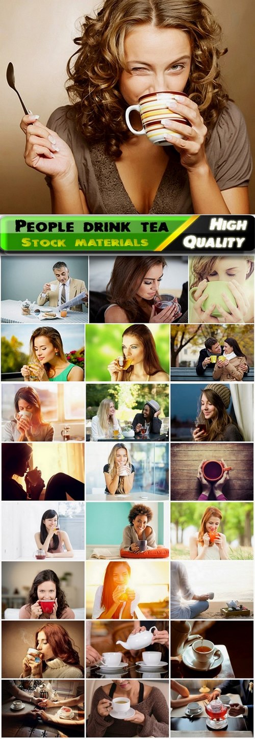 People drink a delicious tea or flavored coffee - 25 HQ Jpg