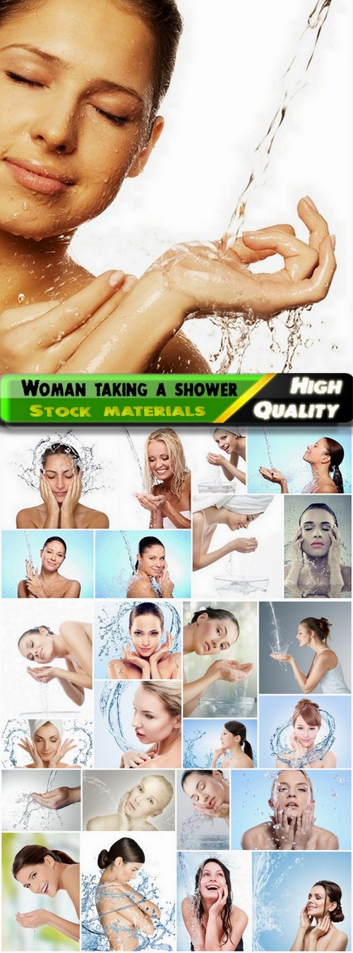 Woman taking a shower with a water splash - 25 HQ Jpg