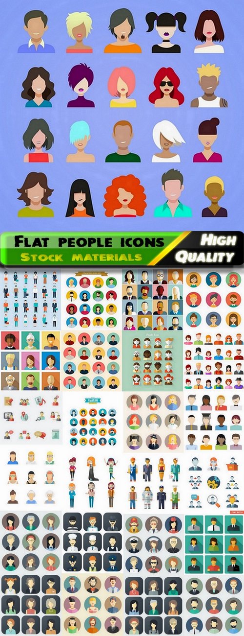Set of flat people icons of different professions - 25 Eps