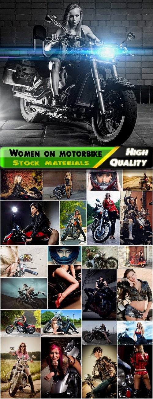 Beautiful girl and woman on motorbike - 25 HQ Jpg