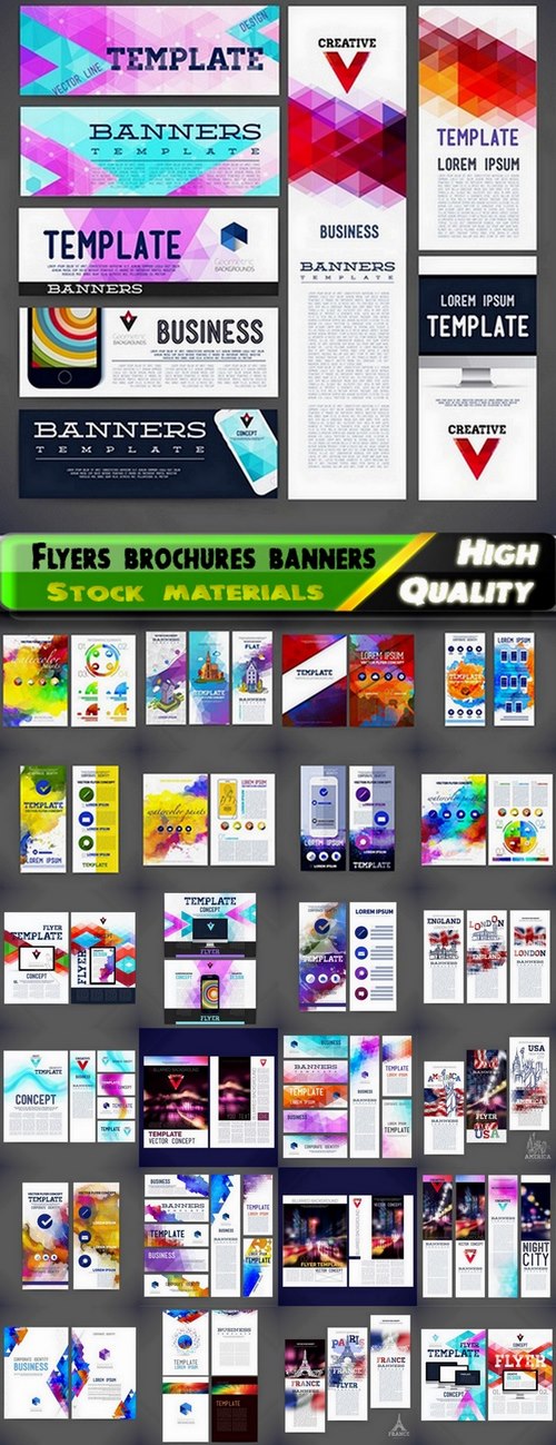 Flyers brochures banners headers for business company - 25 Eps