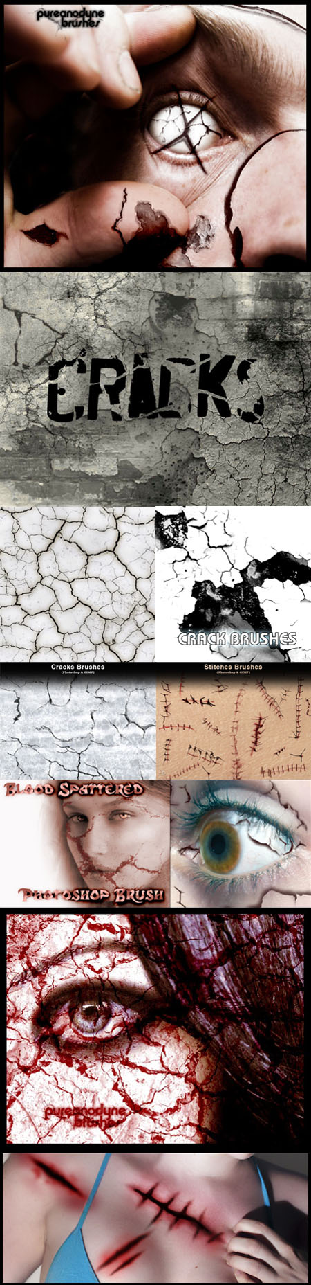 Cracks, Decay, Stitches and Sutures Brushes for Photoshop 1