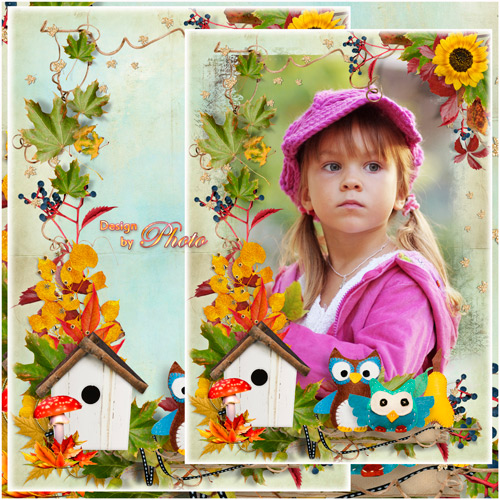 Детская рамка для фото - Осенние листья по ветру кружат