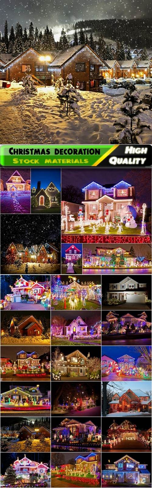Home exteriors decorated Christmas lights - 25 HQ Jpg