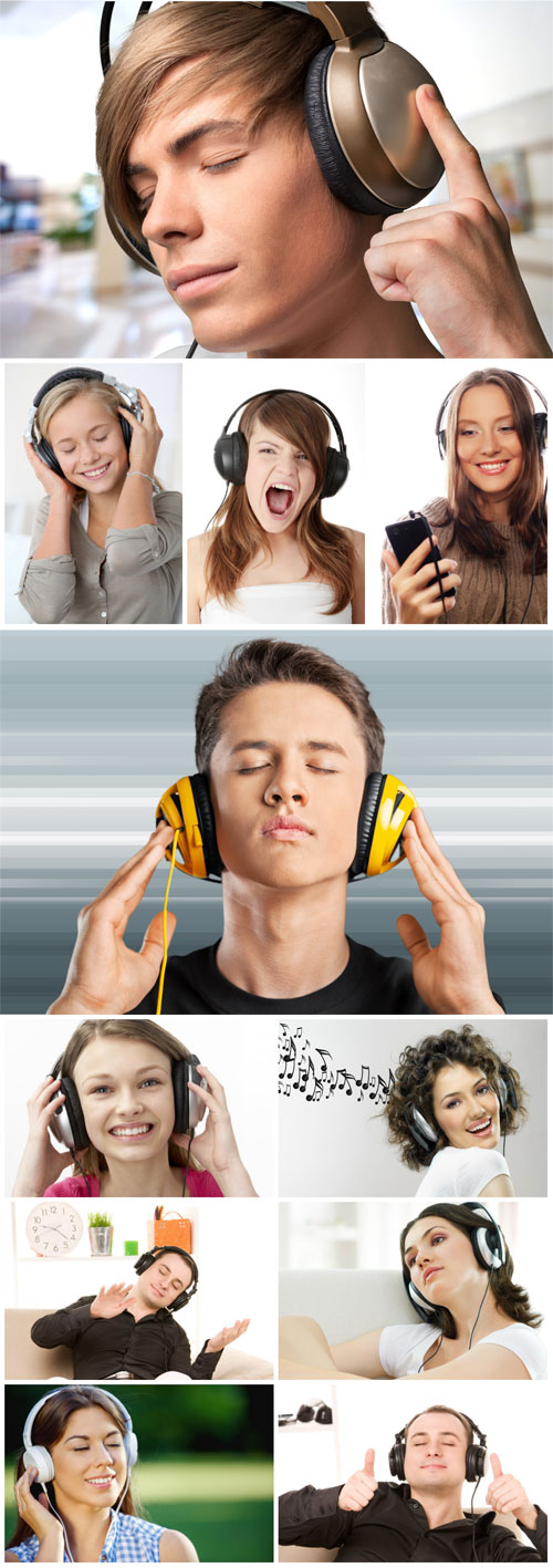 People headphones, music