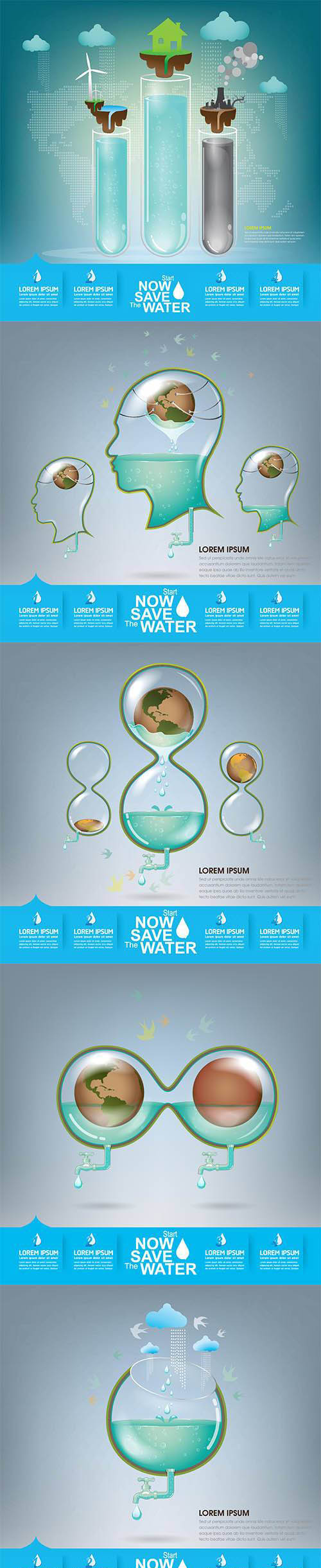 Vector Set - Save Water Illustration 7
