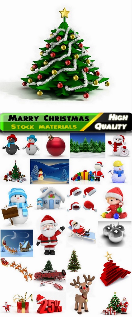 3d holiday render with Christmas theme - 25 HQ Jpg