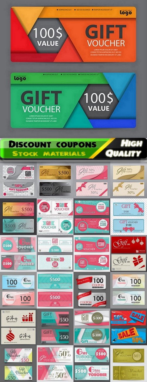 Discount coupons and gift voucher templates - 25 Eps