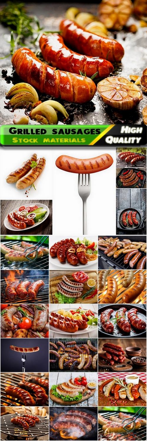 Sausage and frankfurter cooked on grill - 25 HQ Jpg