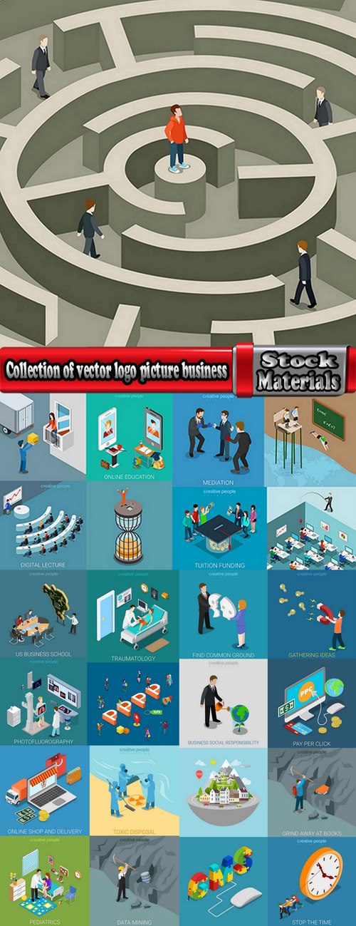 Collection of vector logo picture business flyer poster banner businessman infographics 25 EPS