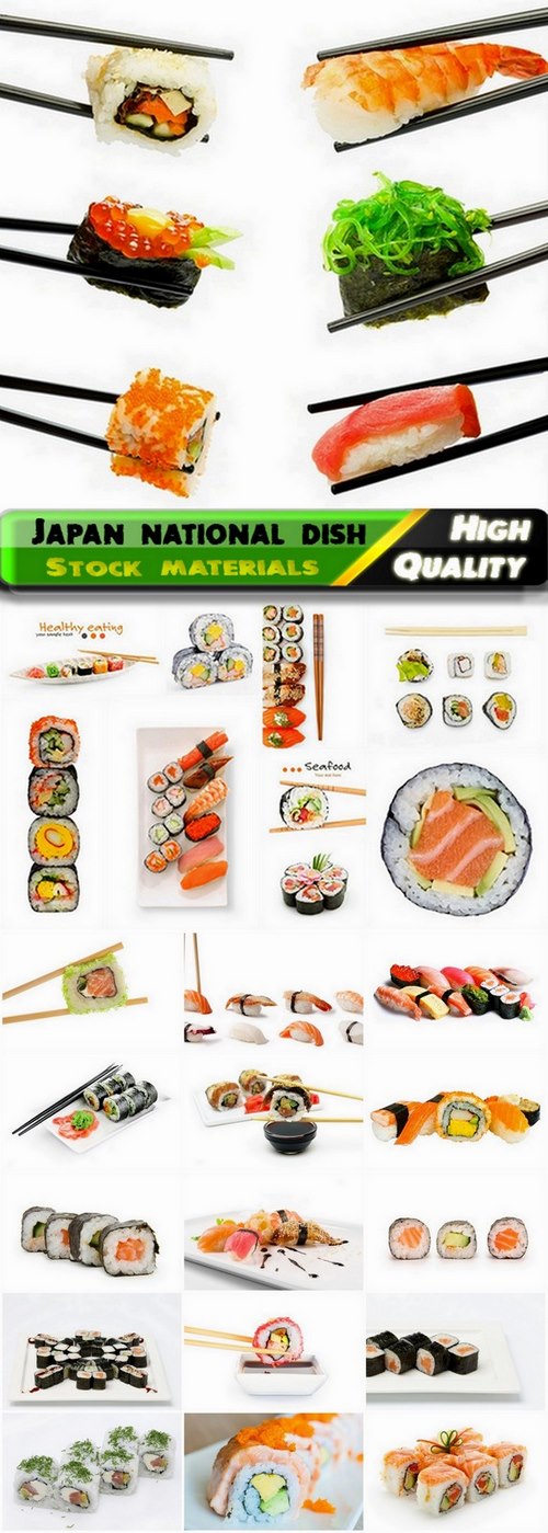 Japan national dish sushi on white - 25 HQ Jpg