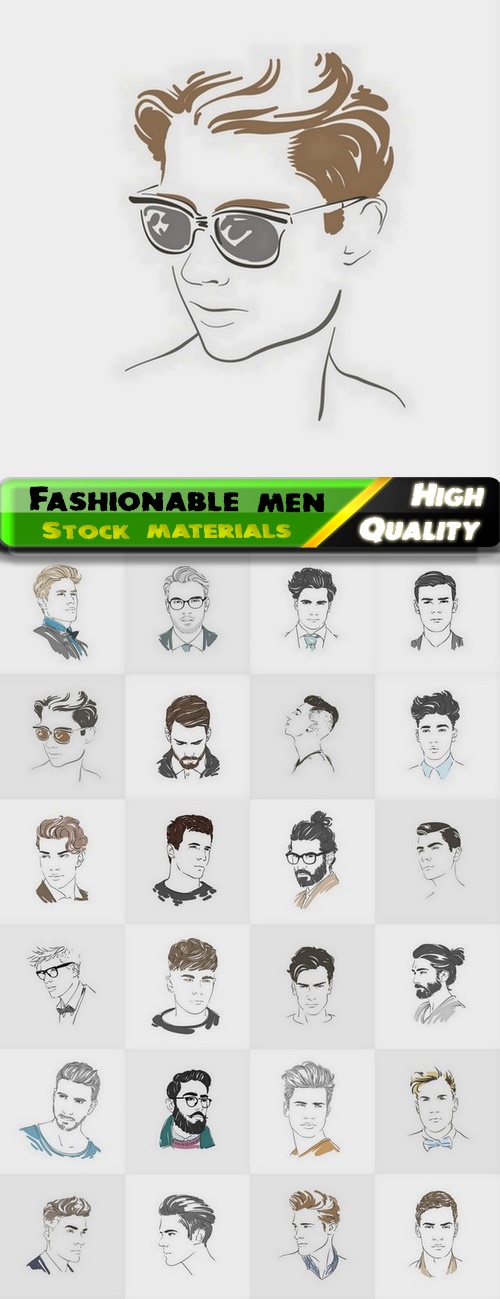 Fashionable stylish man sketches - 25 Eps