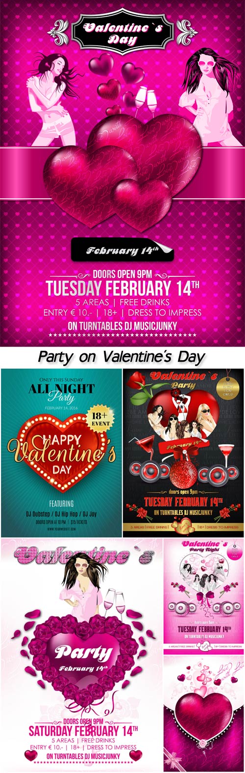 Party on Valentine's Day, vector posters