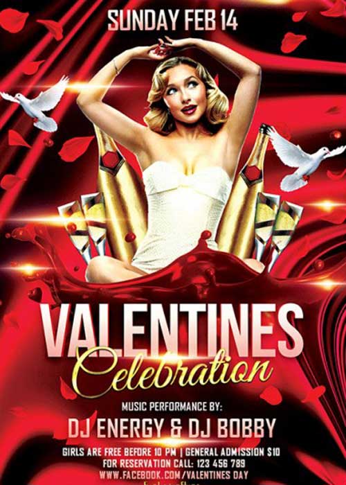Valentines Celebration Premium Flyer Template + Facebook Cover