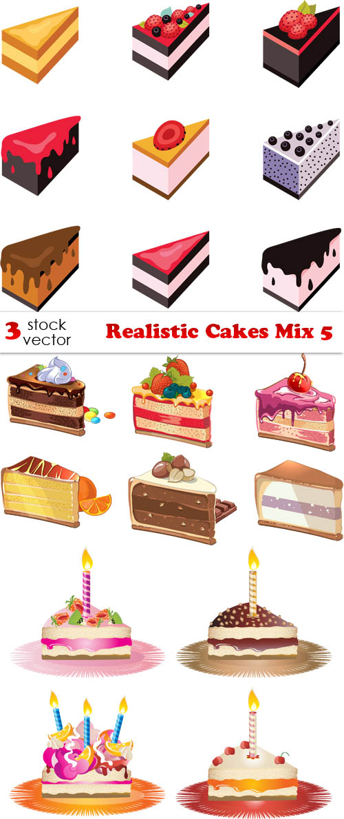 Vectors - Realistic Cakes Mix 5