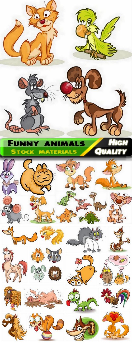 Funny cartoon animals in vector from stock #7 - 25 Eps
