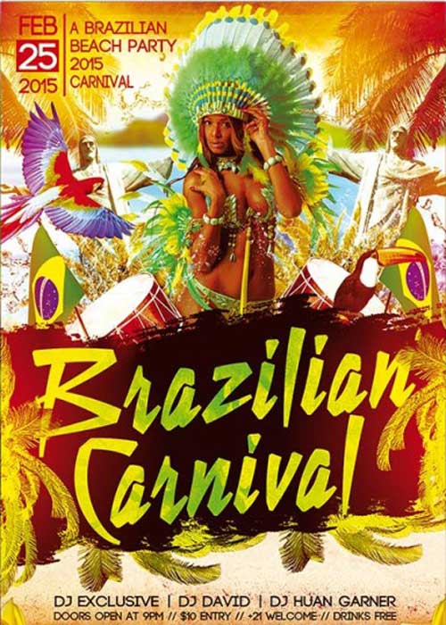 Brazilian Carnival Party Premium Flyer Template
