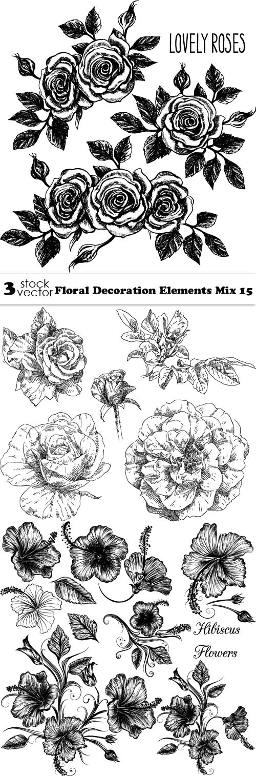 Vectors - Floral Decoration Elements Mix 15