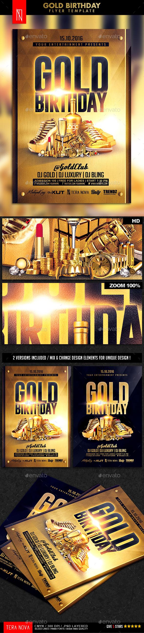 Graphicriver - Gold Birthday Bling Bling Flyer Template 14551136